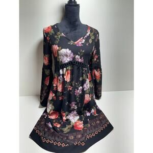 Adora Women’s Whimsy Goth Dress Size Small Long Sleeve Bell Sleeve V Neck